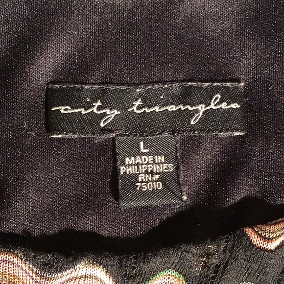 City Triangles midi dress elastic waistline black iridescent wave patter… - Picture 5 of 6